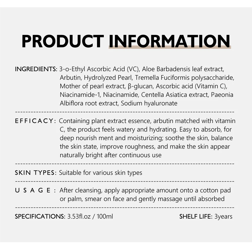 Arbutin Whitening Toner for Dark Spots & Dullness, Brightening & Hydrating Essence Water for Sensitive Skin 14 arbutin whitening toner brightening essence water 100ml vib 2ahpqvf9 desc 14
