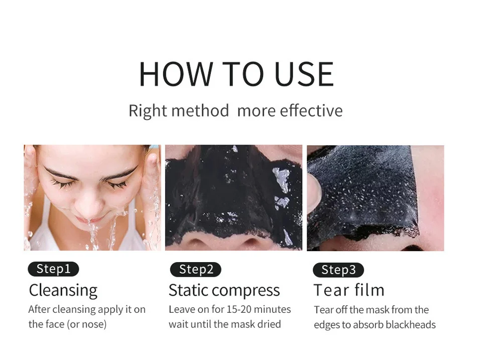 VIBRANT GLAMOUR Bamboo Charcoal Blackhead Peel Off Mask - Deep Cleansing & Moisturizing 10 blackhead remover mask bamboo charcoal vib 9wembkdx desc 14