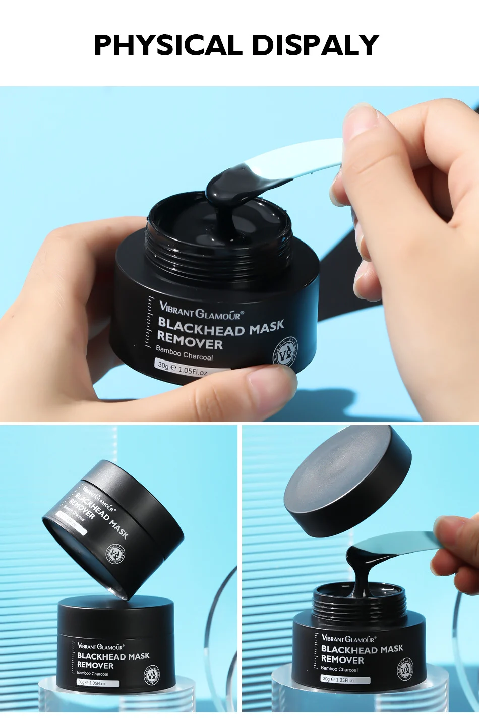 VIBRANT GLAMOUR Bamboo Charcoal Blackhead Peel Off Mask - Deep Cleansing & Moisturizing 11 blackhead remover mask bamboo charcoal vib 9wembkdx desc 15