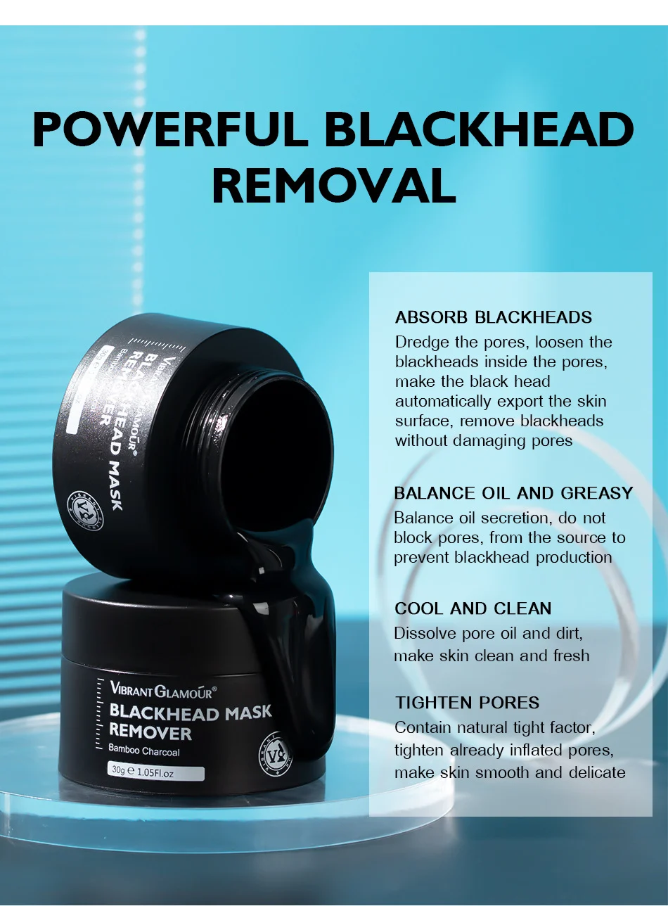 VIBRANT GLAMOUR Bamboo Charcoal Blackhead Peel Off Mask - Deep Cleansing & Moisturizing 4 blackhead remover mask bamboo charcoal vib 9wembkdx desc 5