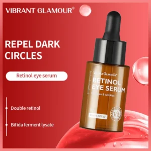 Vibrant Glamour Retinol Eye Serum 30ml for reducing wrinkles, dark circles, and puffiness