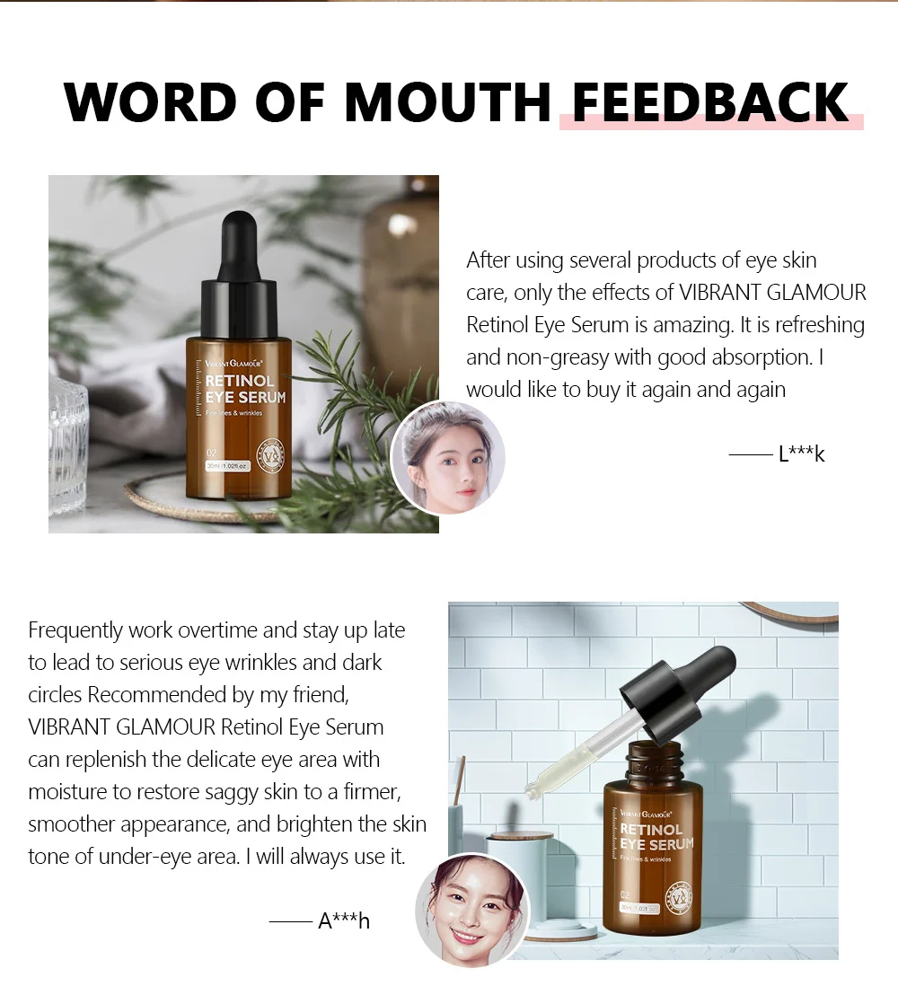 VIBRANT GLAMOUR Retinol Eye Serum with Hyaluronic Acid - Anti Wrinkle, Dark Circles, Puffiness 11 retinol eye serum 30ml vib fuxx8wxt desc 17