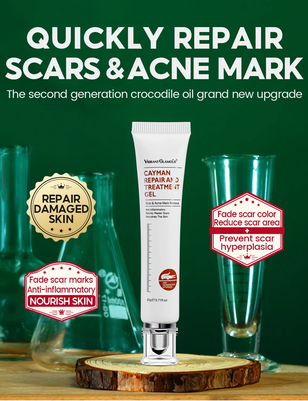 Cayman Repair Gel for Scar & Acne Mark Removal - VIBRANT GLAMOUR Anti-Inflammatory Skin Treatment (20g) 1 vibrant glamour cayman repair gel scar removal vib ct9tyjeg desc 1