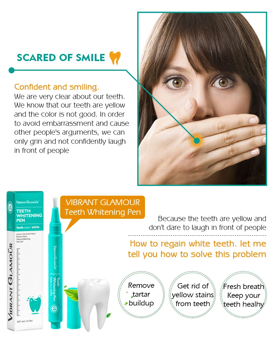 Teeth Whitening Pen Herbal Mint Formula for Stain Removal & Brightening 6 vibrant glamour herbal mint teeth whitening pen vib ag58a3ex desc 6