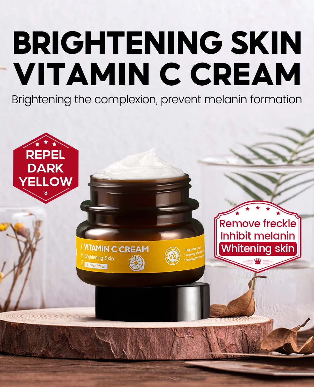 VIBRANT GLAMOUR Vitamin C Cream Brightening Whitening Moisturizing Face Cream 30g 1 vitamin c brightening face cream vib euteetv5 desc 1