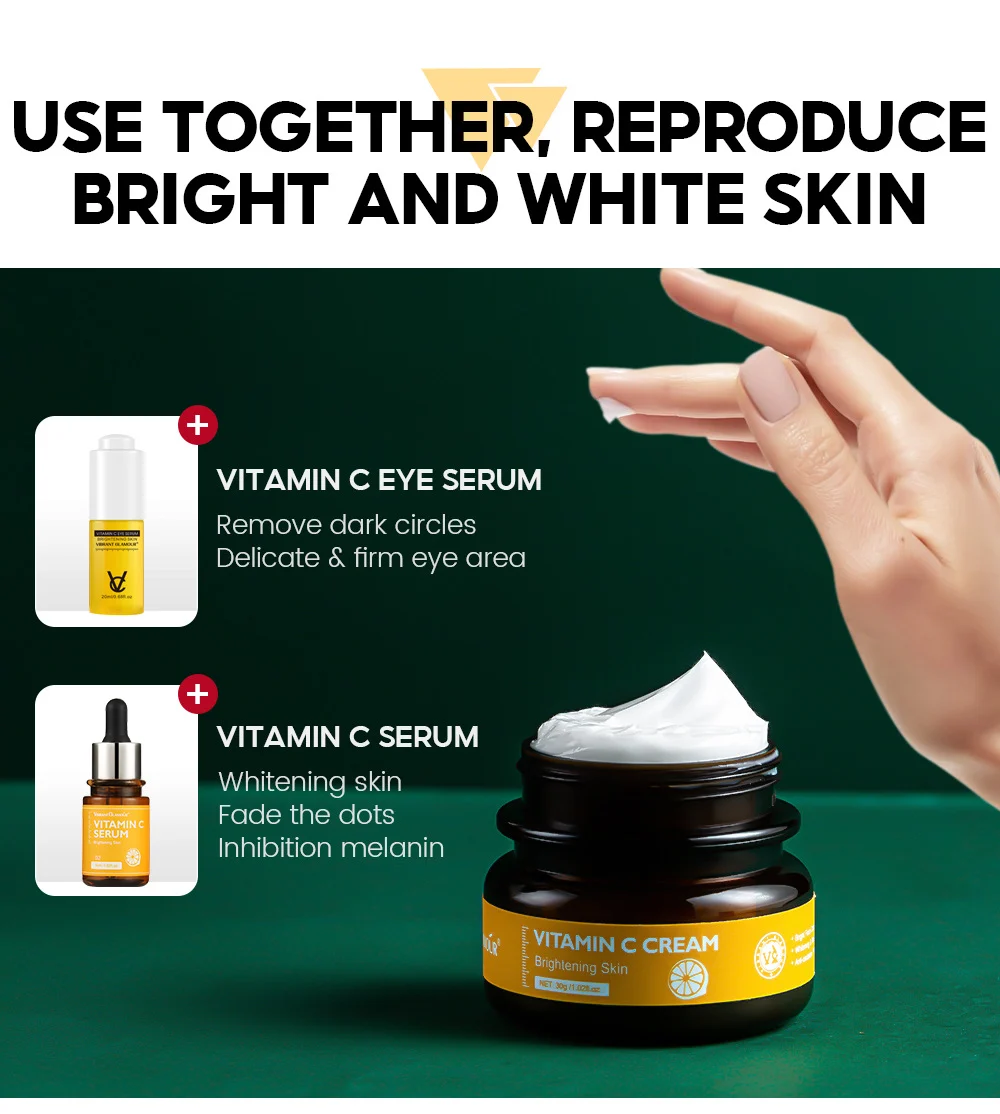 VIBRANT GLAMOUR Vitamin C Cream Brightening Whitening Moisturizing Face Cream 30g 12 vitamin c brightening face cream vib euteetv5 desc 15