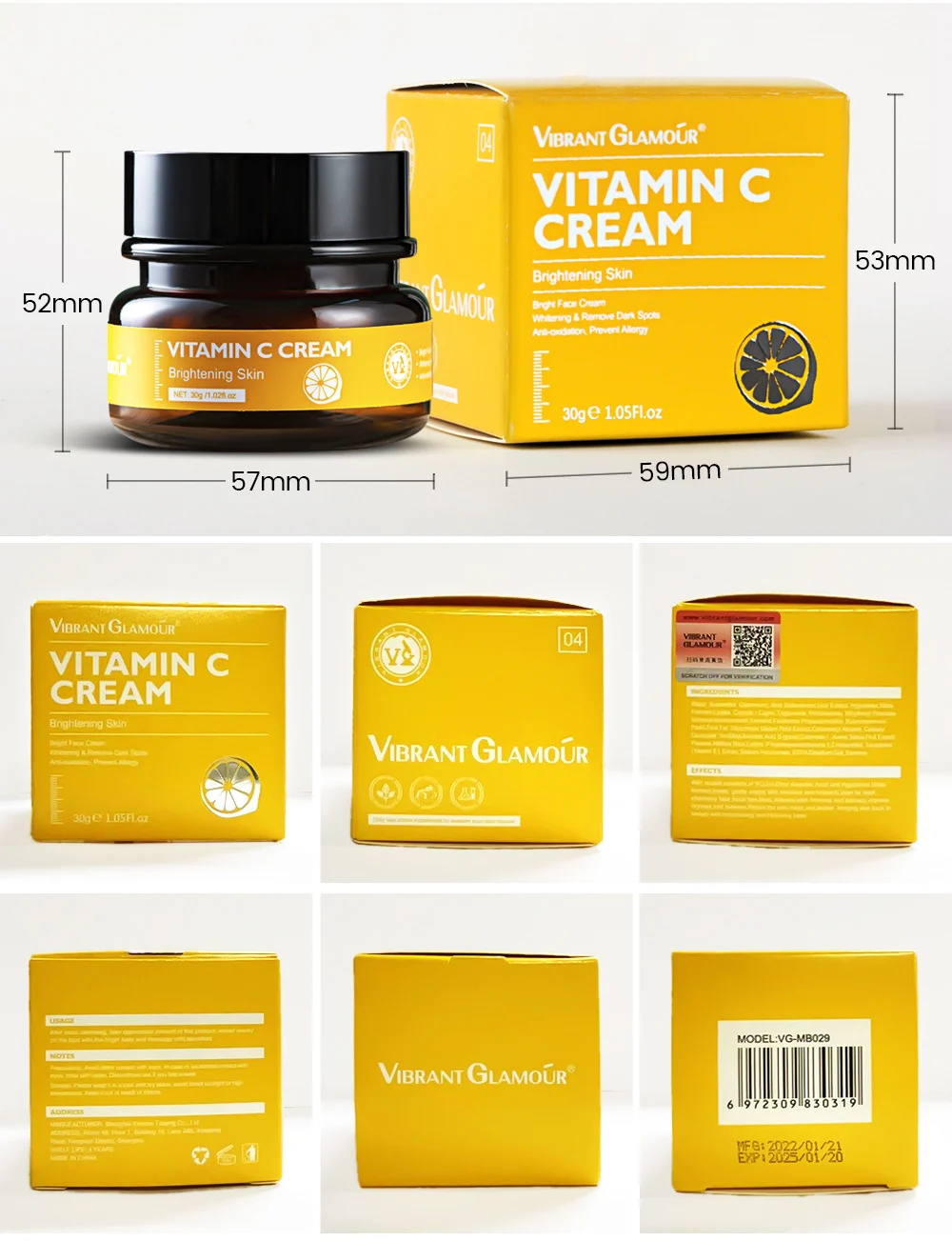 VIBRANT GLAMOUR Vitamin C Cream Brightening Whitening Moisturizing Face Cream 30g 15 vitamin c brightening face cream vib euteetv5 desc 19