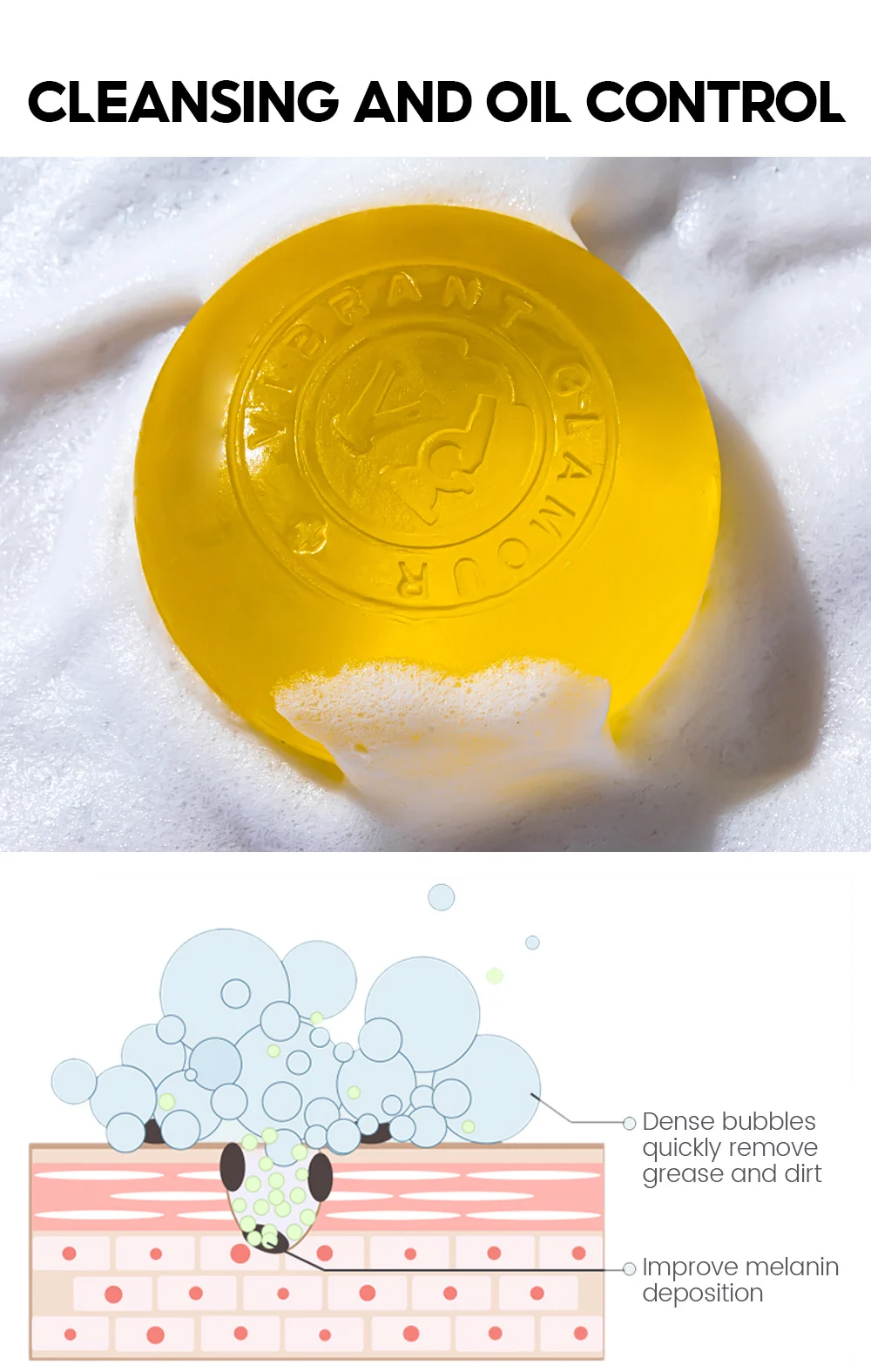 VIBRANT GLAMOUR Vitamin C Whitening Soap High-Purity VC for Face & Body 3 vitamin c soap brightening cleansing bar 100g vib sbg7knpn desc 5