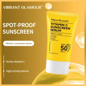 VIBRANT GLAMOUR Vitamin C Sunscreen SPF50+ PA+++ with Hyaluronic Acid for Brightening and UV Protection